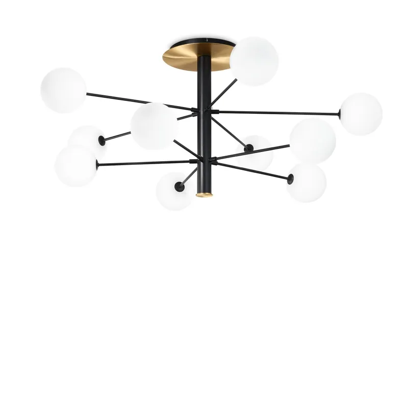 Netlighting Cosmopolitan 10 Arm Multi Arm Semi Flush Ceiling Light Black Black