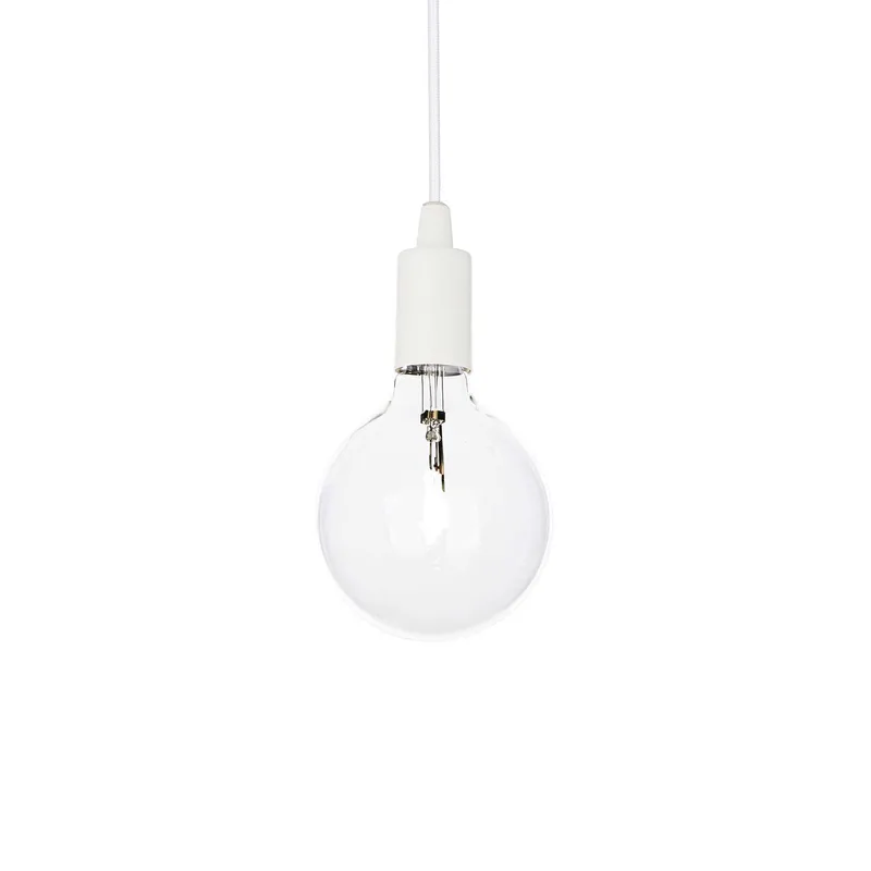 Ideal Lux Lighting Edison 1 Light Ceiling Pendant White, E27