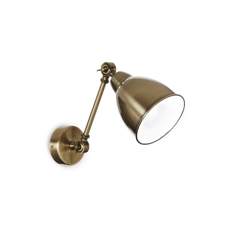 Ideal Lux Lighting Newton Adjustable 1 Light Indoor Wall Light Antique Brass, E27