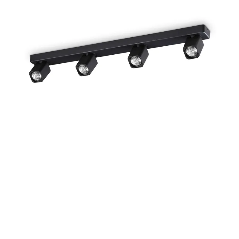 Ideal Lux Lighting Rudy 4 Light Ceiling Spotlight Bar Black