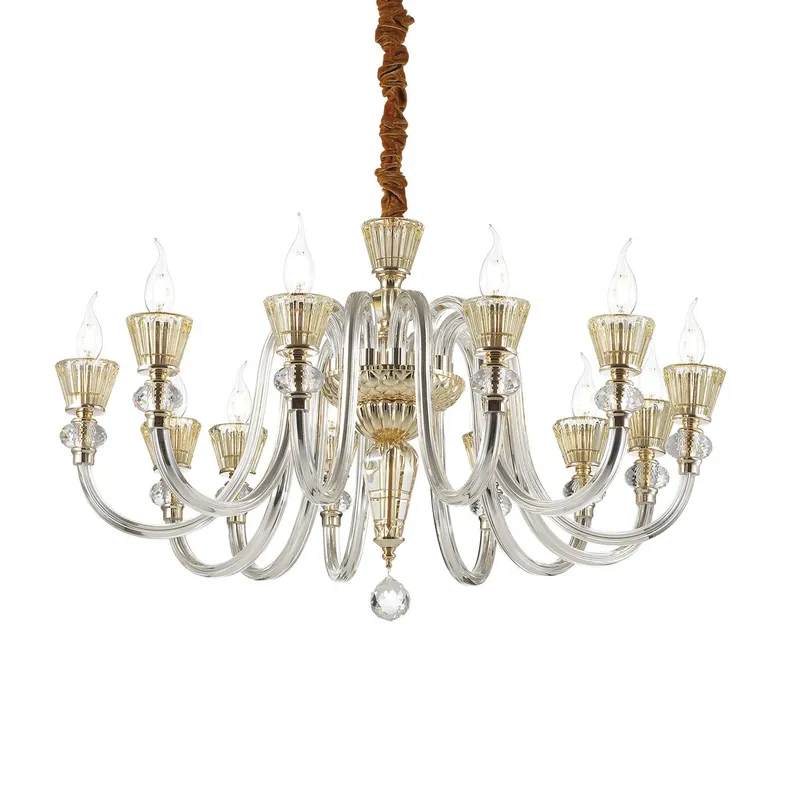 Ideal Lux Lighting Strauss 12 Light Chandelier Rose Gold Finish, E14