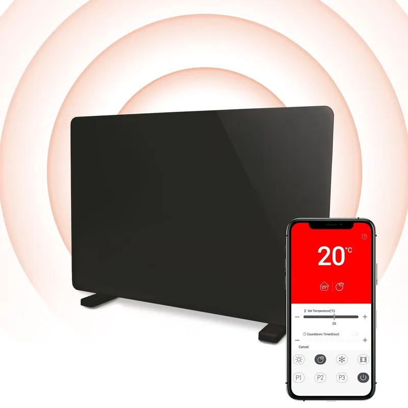 Igenix 2000W Smart Glass Panel Heater Black IG9521BLWIFI