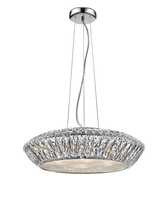 Impex Lighting Armel 7 Light LED Crystal Chrome Pendant Ceiling Light