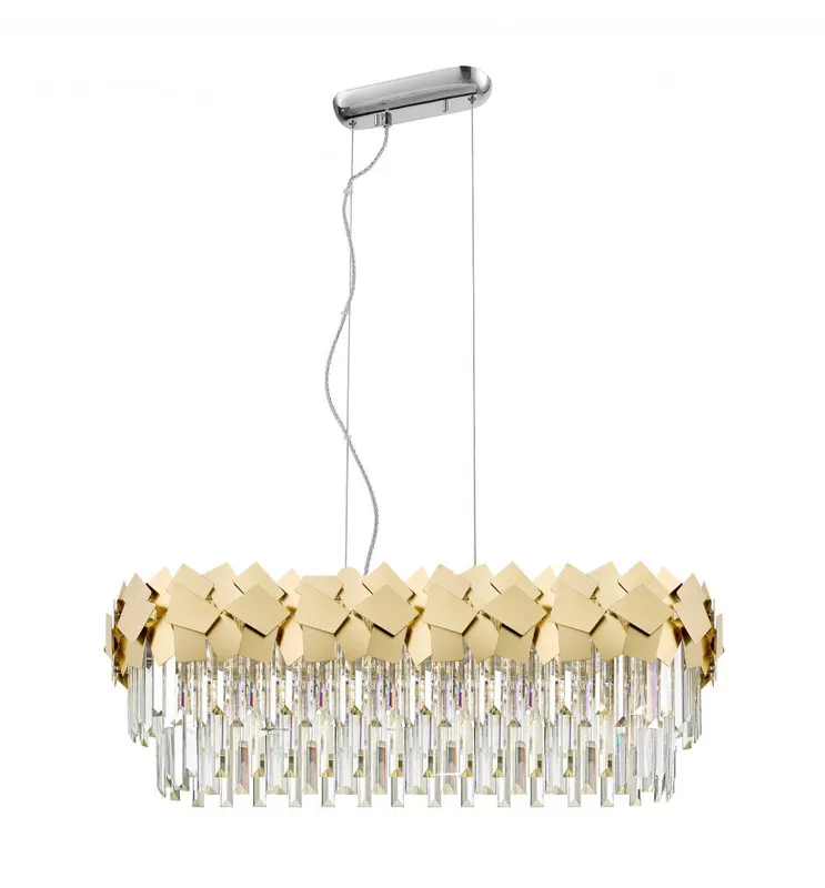 Impex Lighting Celine Crystal Laser Cut 6 Light Oblong Bar Gold