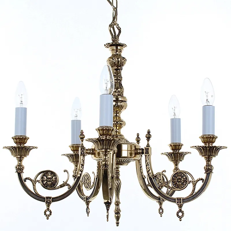 Impex Lighting Chelsea Polished Brass 5 Arm Chandelier