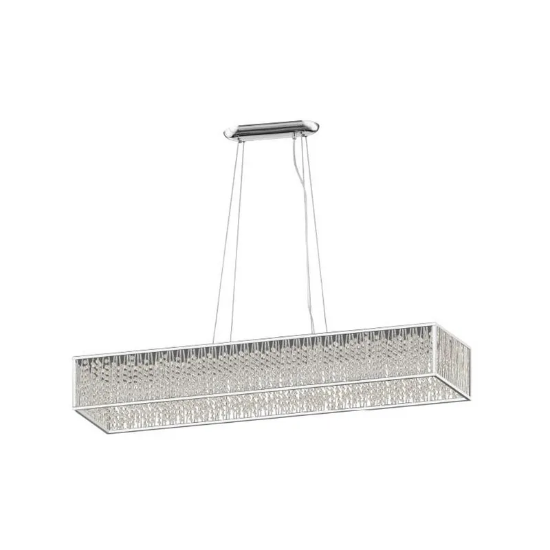 Impex Lighting Melenki 11 Light Oblong Chrome Crystal Pendant Ceiling Light