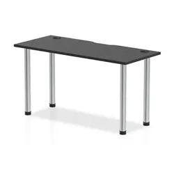 Impulse Black Series Impulse Black 1400 x 600mm Straight Table Black CP Chrome Leg