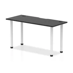 Impulse Black Series Impulse Black 1400 x 600mm Straight Table Black CP White Leg