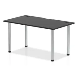 Impulse Black Series Impulse Black 1400 x 800mm Straight Table Black CP Chrome Leg