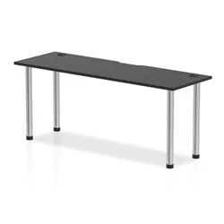 Impulse Black Series Impulse Black 1800 x 600mm Straight Table Black CP Chrome Leg