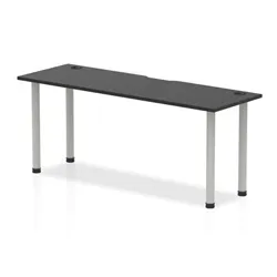 Impulse Black Series Impulse Black 1800 x 600mm Straight Table Black CP Silver Leg