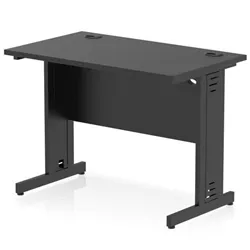 Impulse 1000x600mm Straight Desk Black Top Black Cable Managed Leg