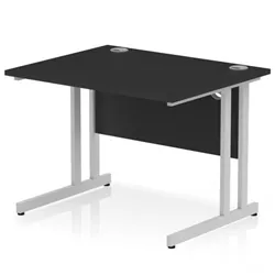 Impulse 1000x800mm Straight Desk Black Top Silver Cantilever Leg