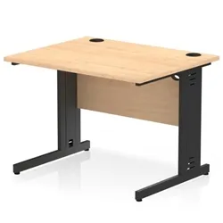 Impulse 1000x800mm Straight Desk Maple Top Black Cable Managed Leg