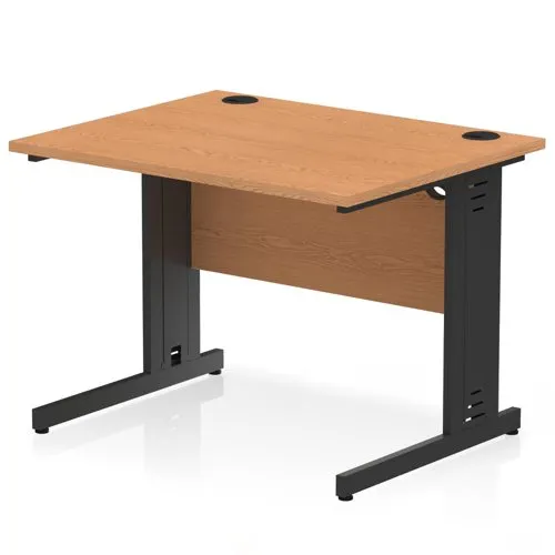 Impulse 1000x800mm Straight Desk Oak Top Black Cable Managed Leg