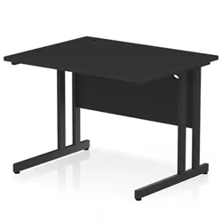 Impulse 1000x800mm Straight Office Desk Black Top Black Cantilever Leg