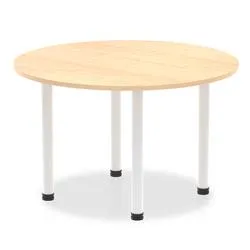 Impulse 1200mm Round Table Maple Top White Post Leg