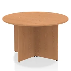 Impulse 1200mm Round Table Oak Top Arrowhead Leg