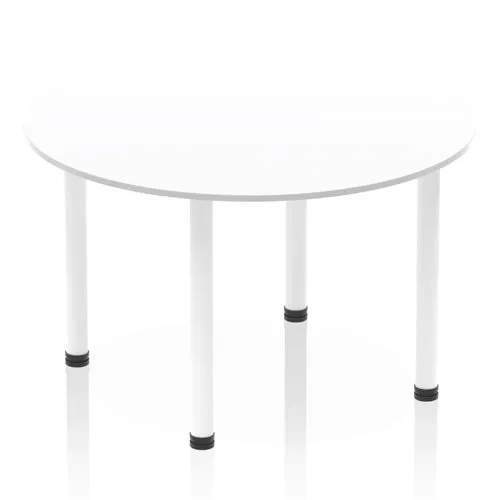 Impulse 1200mm Round Table White Top White Post Leg