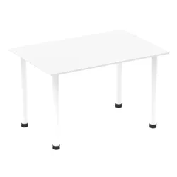 Impulse 1200mm Straight Table White Top White Post Leg