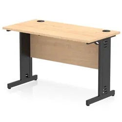 Impulse 1200x600mm Straight Desk Maple Top Black Cable Managed Leg