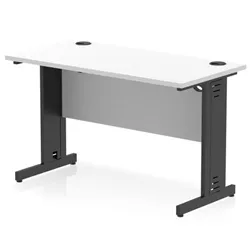 Impulse 1200x600mm Straight Desk White Top Black Cable Managed Leg