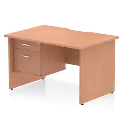 Impulse 1200x800 Scalloped Desk Beech Panel End + 2D Ped