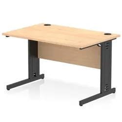 Impulse 1200x800mm Straight Desk Maple Top Black Cable Managed Leg