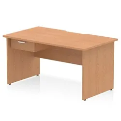 Impulse 1400 x 800mm Scalloped Desk Oak Top Panel End + 1D Ped