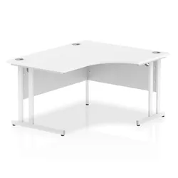 Impulse 1400mm Right Crescent Desk White Top White Cantilever Leg