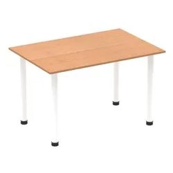 Impulse 1400mm Straight Table Oak Top White Post Leg