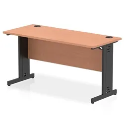 Impulse 1400x600mm Straight Desk Beech Top Black Cable Managed Leg