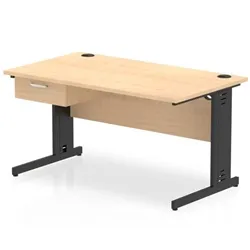 Impulse 1400x800 Desk Maple/Black Cable Managed Leg 1 Dr Fixed Ped