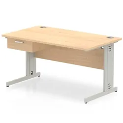 Impulse 1400x800 Desk Maple/Silver Cable Managed Leg 1 Dr Fixed Ped