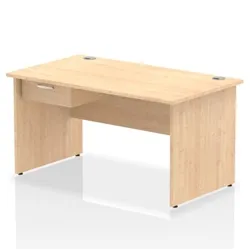 Impulse 1400x800 Desk Maple Top Panel End 1x1 Drawer Fixed Ped