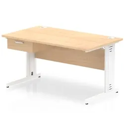 Impulse 1400x800 Desk Maple/White Cable Managed Leg 1 Dr Fixed Ped