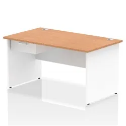 Impulse 1400x800 Desk Oak/White Panel End 1x1 Drawer Fixed Ped