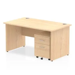 Impulse 1400x800mm Desk Maple Top Panel End Leg and Mobile Ped