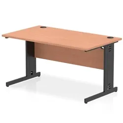 Impulse 1400x800mm Straight Desk Beech Top Black Cable Managed Leg