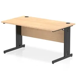 Impulse 1400x800mm Straight Desk Maple Top Black Cable Managed Leg