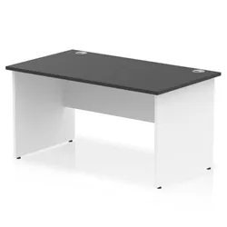 Impulse 1400x800mm Straight Office Desk Black Top White Panel End Leg