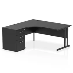 Impulse 1600 LH Crescent Desk Black/Black Cantilever 600 Desk High Ped