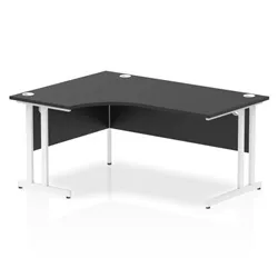 Impulse 1600 LH Crescent Desk Black/White Cantilever Leg
