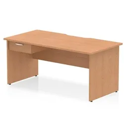 Impulse 1600 x 800mm Scalloped Desk Oak Top Panel End + 1D Ped