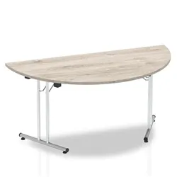 Impulse 1600mm Folding Semi-circle Table Grey Oak Top