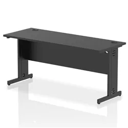 Impulse 1600x600mm Straight Desk Black Top Black Cable Managed Leg