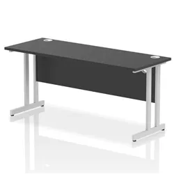 Impulse 1600x600mm Straight Desk Black Top Silver Cantilever Leg