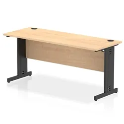 Impulse 1600x600mm Straight Desk Maple Top Black Cable Managed Leg