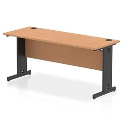 Impulse 1600x600mm Straight Desk Oak Top Black Cable Managed Leg