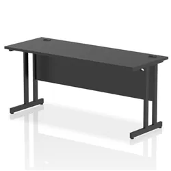 Impulse 1600x600mm Straight Office Desk Black Top Black Cantilever Leg